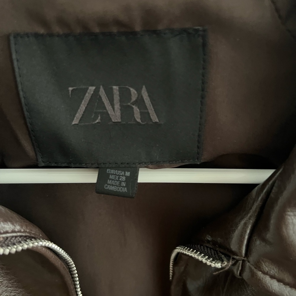 Zara Dark Brown Leather Jacket - Picture 4 of 4
